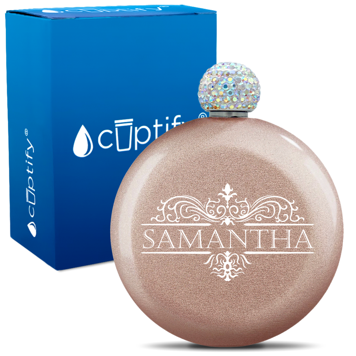 Personalized Vestige Design 5oz Rhinestone Flask