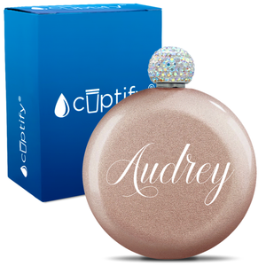 Personalized Audrey Style 5oz Rhinestone Flask