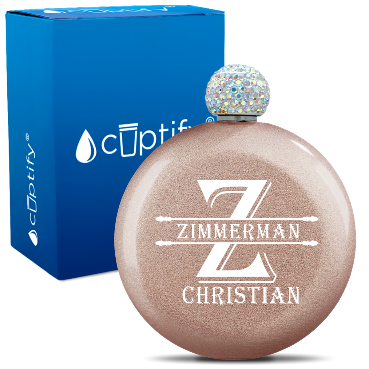 Personalized Initial Block 5oz Rhinestone Flask