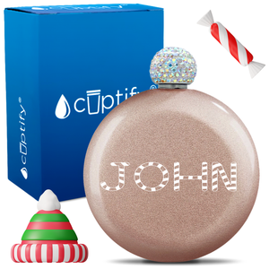 Personalized Candy Canes Christmas Font 5oz Rhinestone Flask