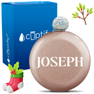 Personalized Merry Christmas Font 5oz Rhinestone Flask