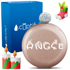 Personalized Elfen Christmas Font 5oz Rhinestone Flask