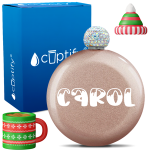 Personalized Frosty Christmas Font 5oz Rhinestone Flask