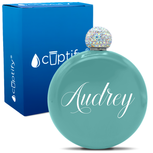 Personalized Audrey Style 5oz Rhinestone Flask