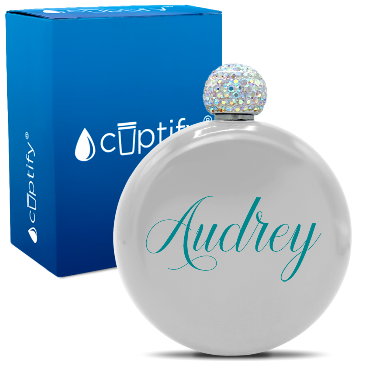 Personalized Audrey Style 5oz Rhinestone Flask