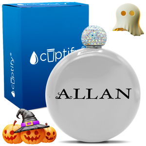 Personalized Eerie Halloween Font 5oz Rhinestone Flask