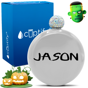 Personalized Scary Halloween Font 5oz Rhinestone Flask