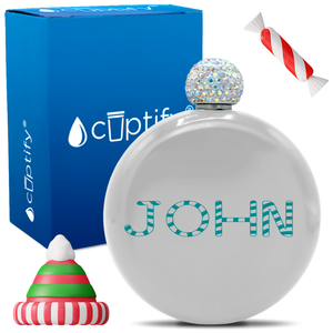 Personalized Candy Canes Christmas Font 5oz Rhinestone Flask