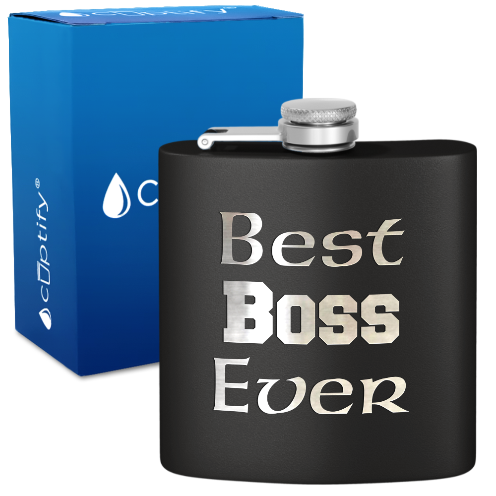 Best Boss Ever 6oz Stainless Steel Hip Flask