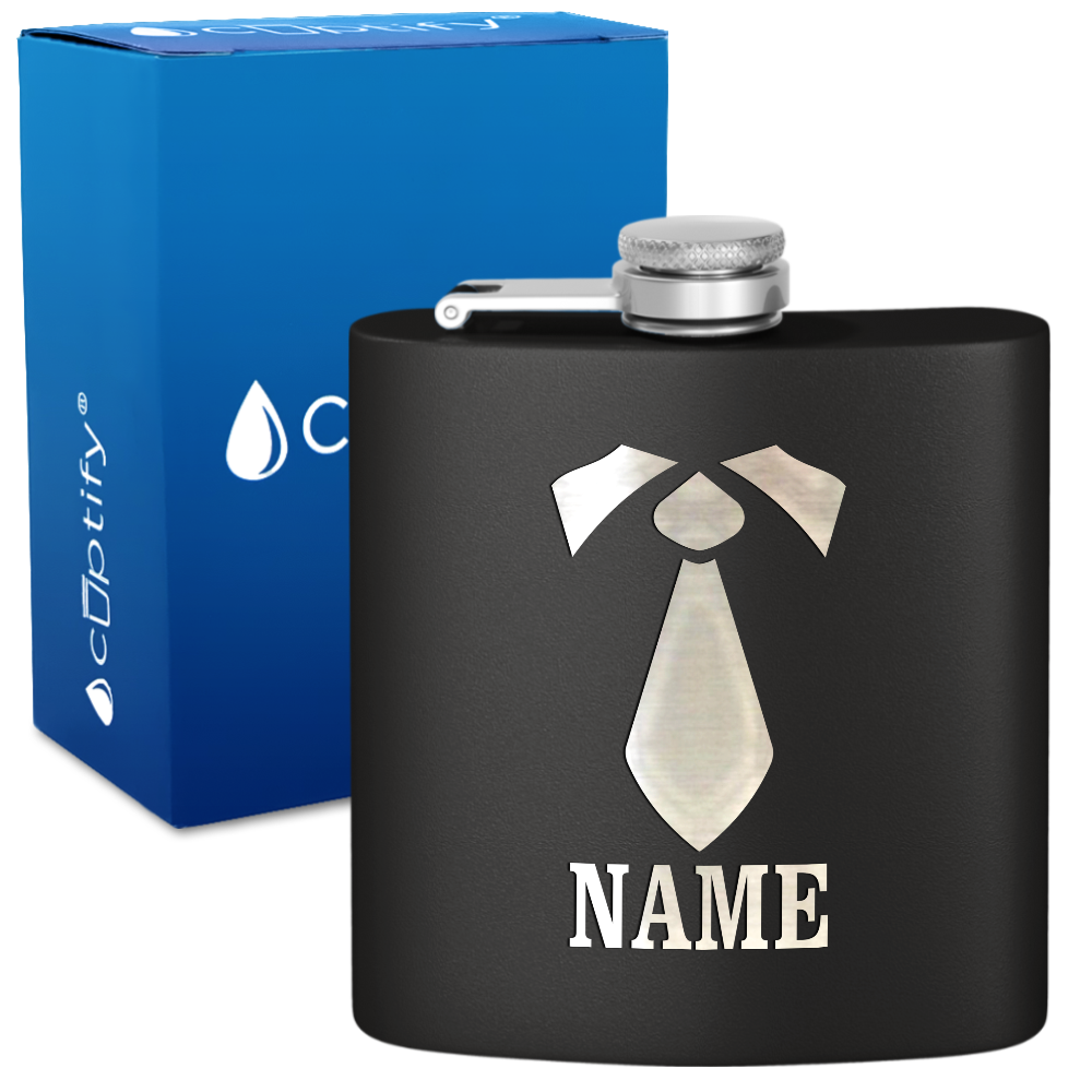 Personalized Neck Tie Groomsmen 6 oz Stainless Steel Hip Flask