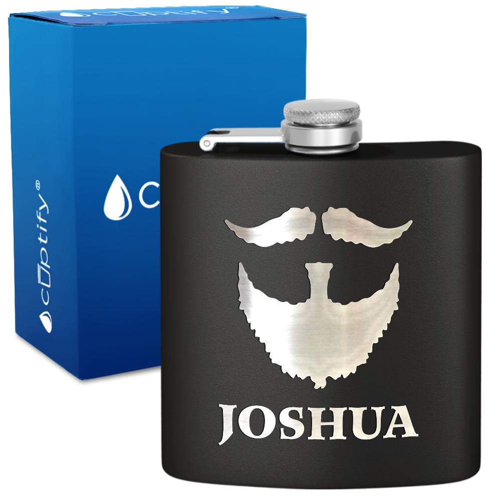 Personalized Beard Groomsmen 6 oz Stainless Steel Hip Flask