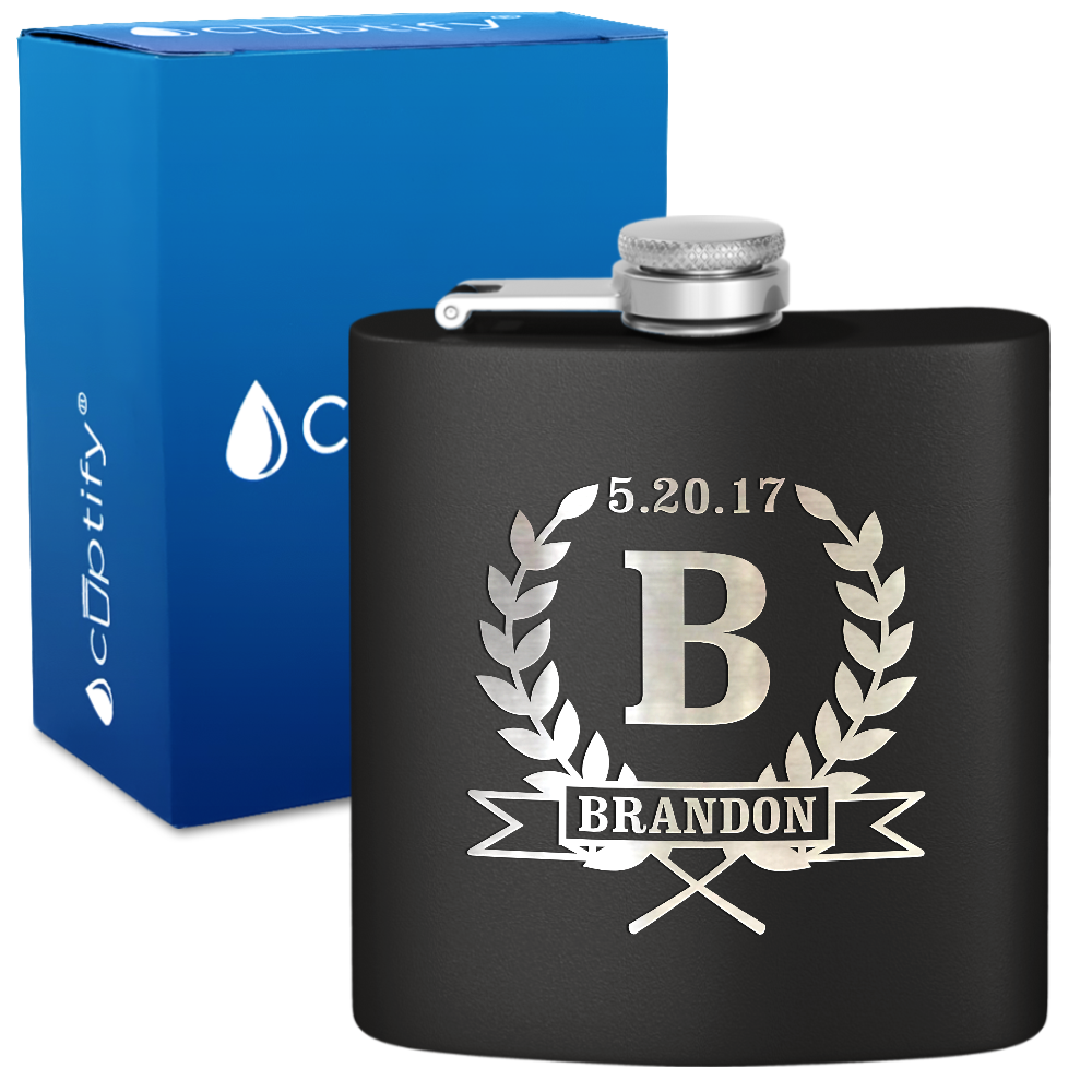 Personalized Groomsmen 6 oz Stainless Steel Hip Flask