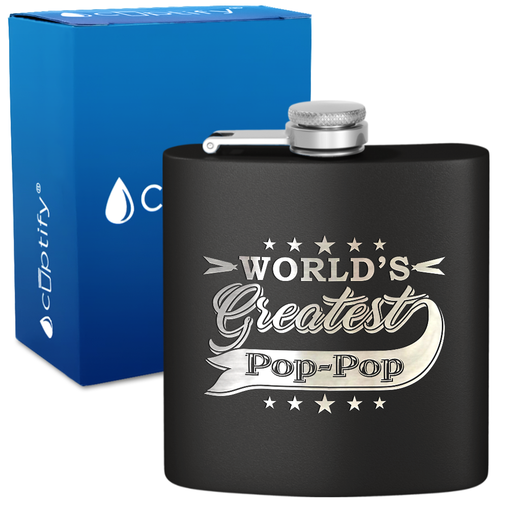 Worlds Greatest Pop-Pop 6 oz Stainless Steel Hip Flask