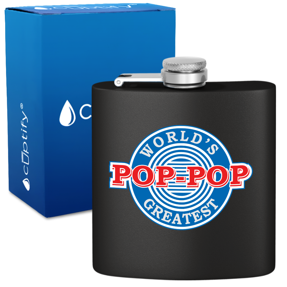 The Worlds Greatest Pop-Pop 6 oz Stainless Steel Hip Flask