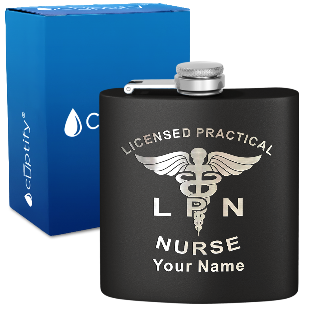 Personalized LPN Licensed Practical Nurse 6oz Stainless Steel Hip Flask