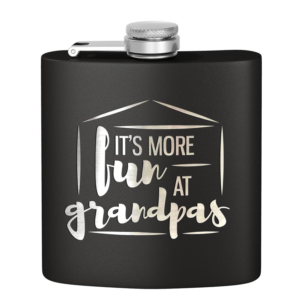 Fun At Grandpas 6 oz Stainless Steel Hip Flask