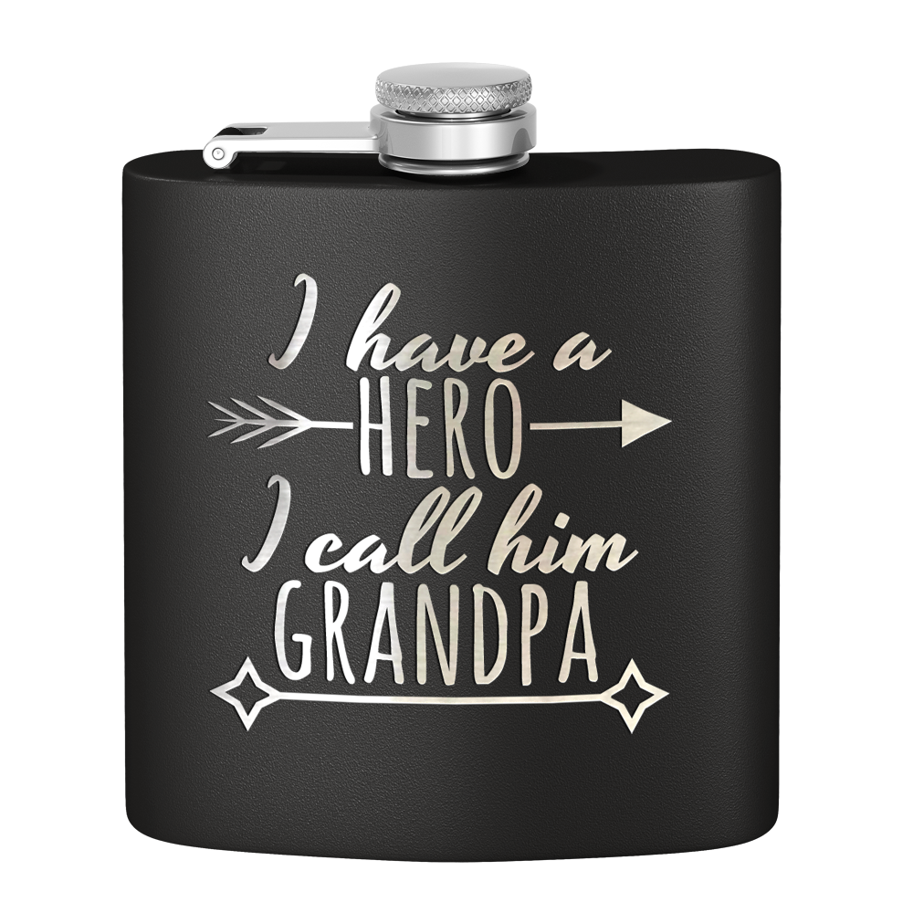 Grandpa Hero 6 oz Stainless Steel Hip Flask