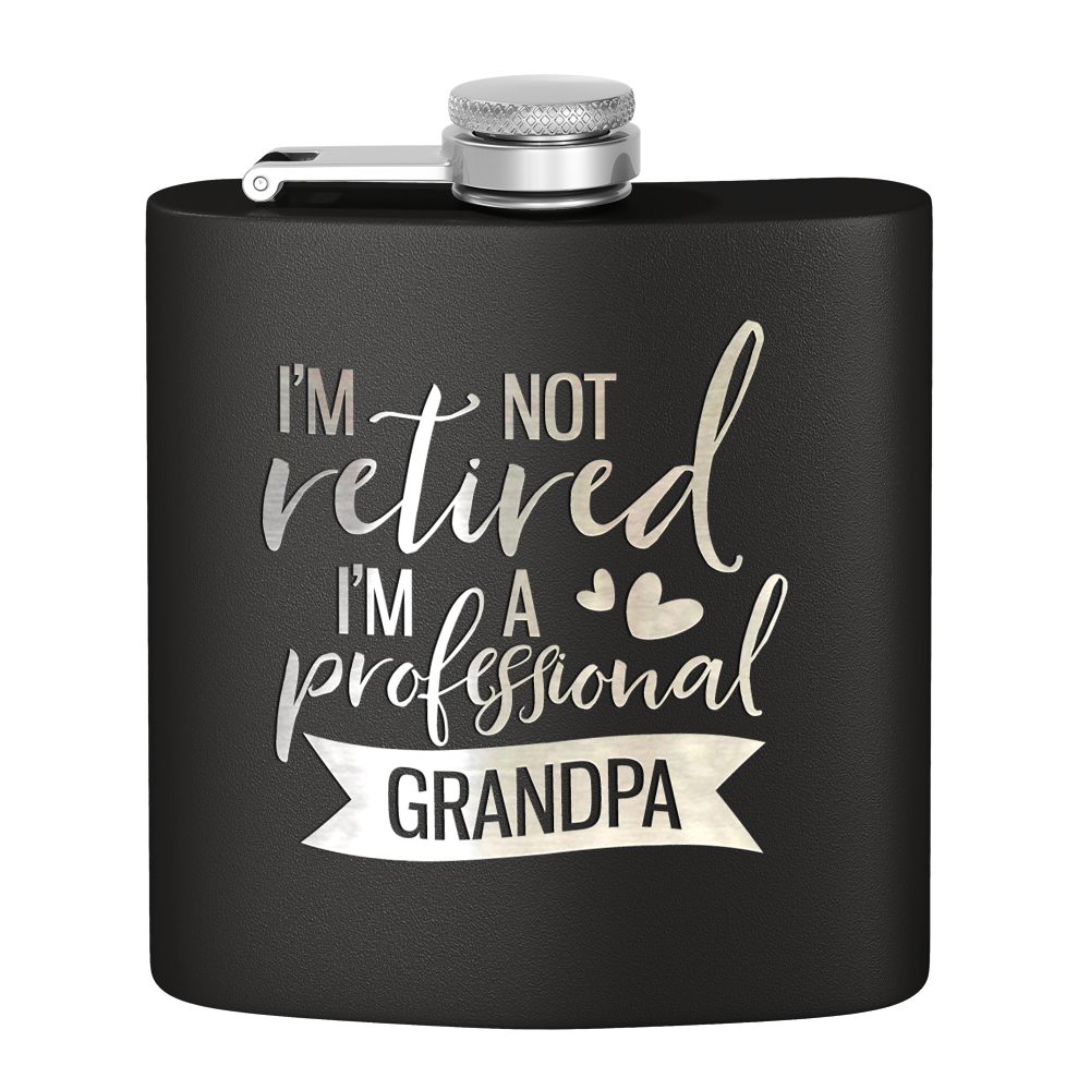 Professional Grandpa 6 oz Stainless Steel Hip Flask