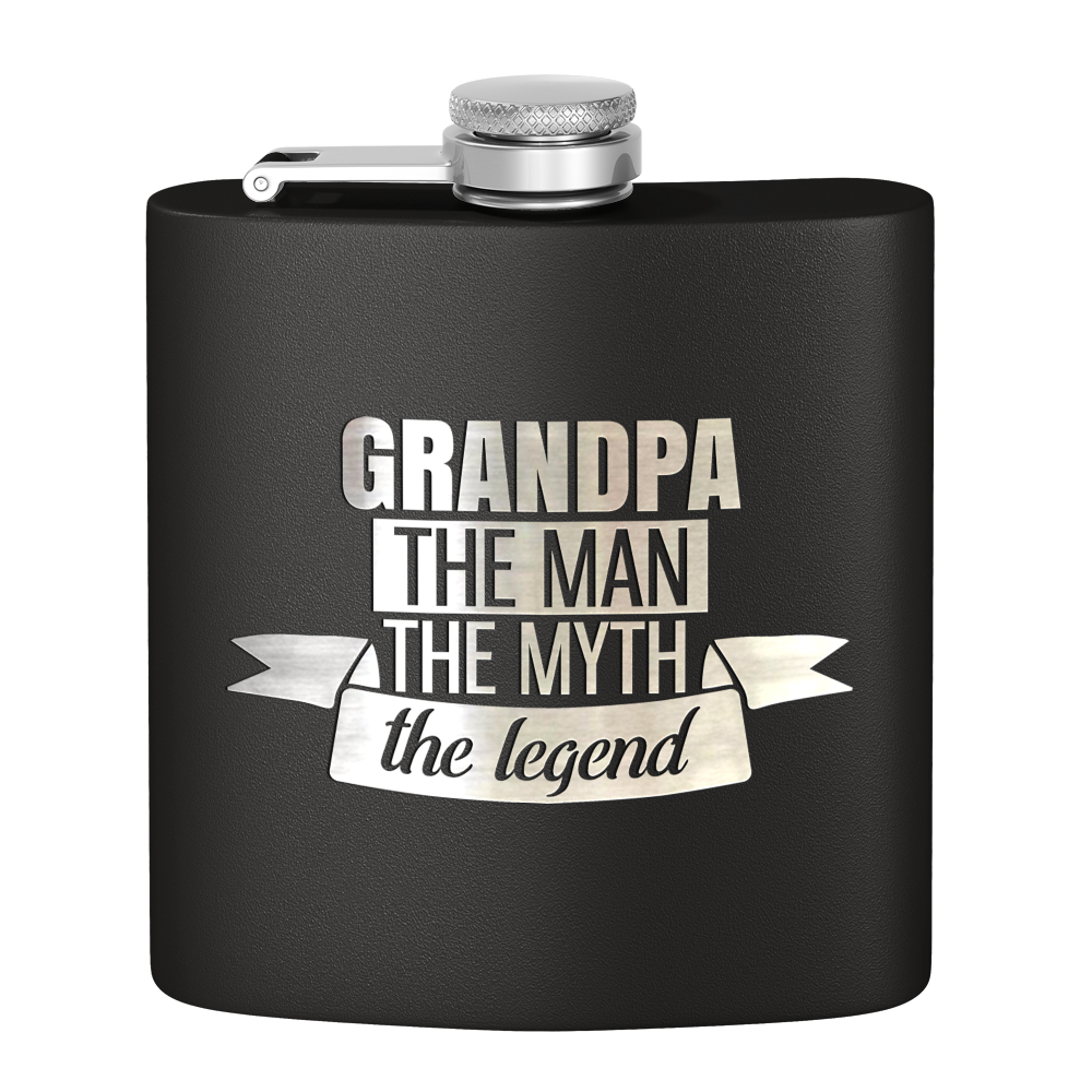 Grandpa The Man 6 oz Stainless Steel Hip Flask