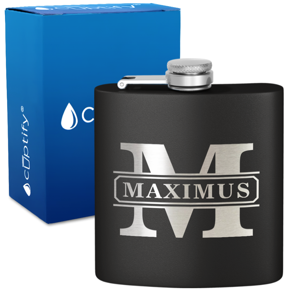 Personalized Vintage Block 6oz Hip Flask