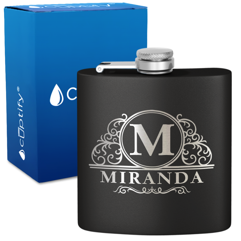 Personalized Elaborate Circle 6oz Hip Flask