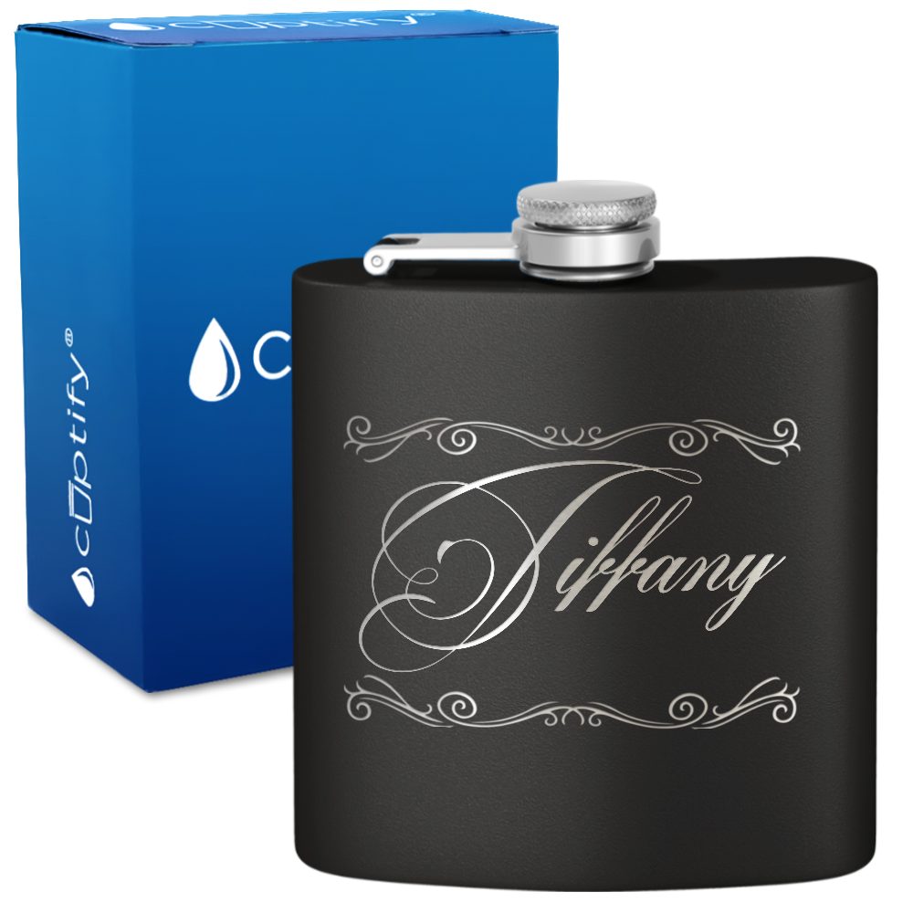 Personalized Scroll Script 6oz Hip Flask