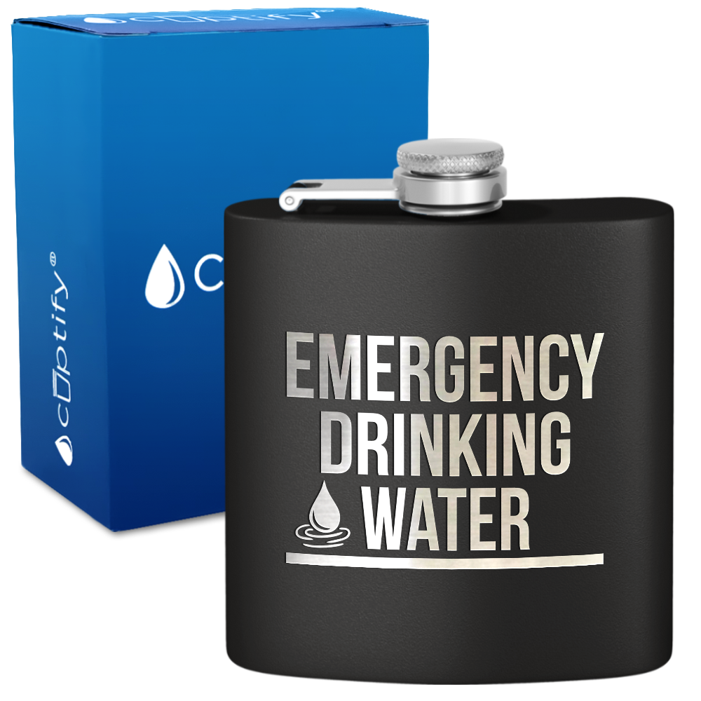 Emergency Drinking Water 6 oz Stainless Steel Hip Flask