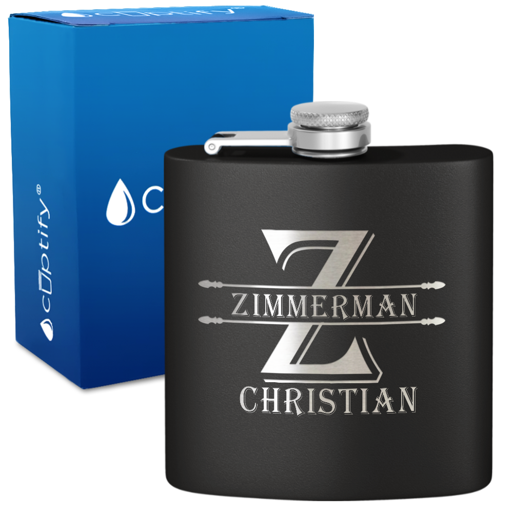 Personalized Initial Block 6oz Hip Flask