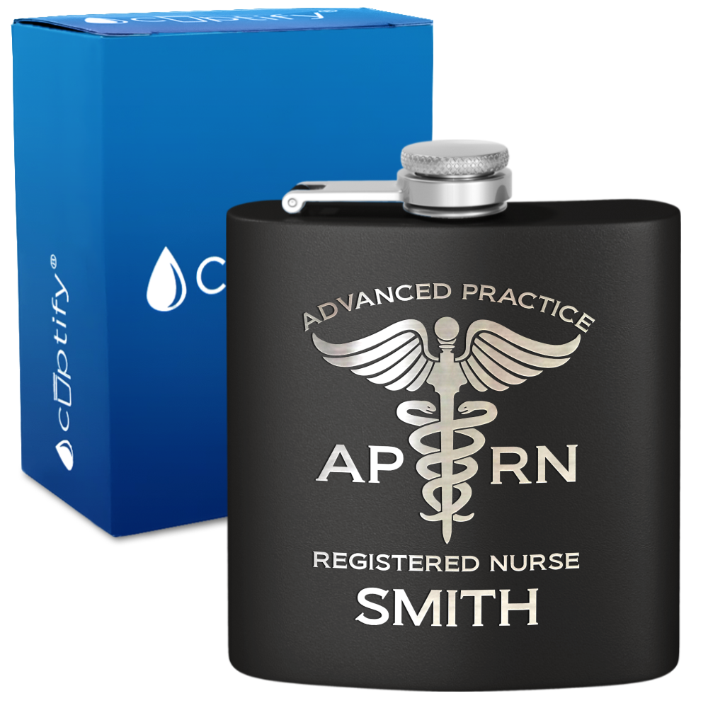 Personalized APRN Advanced Practice Registered Nurse 6oz Stainless Steel Hip Flask