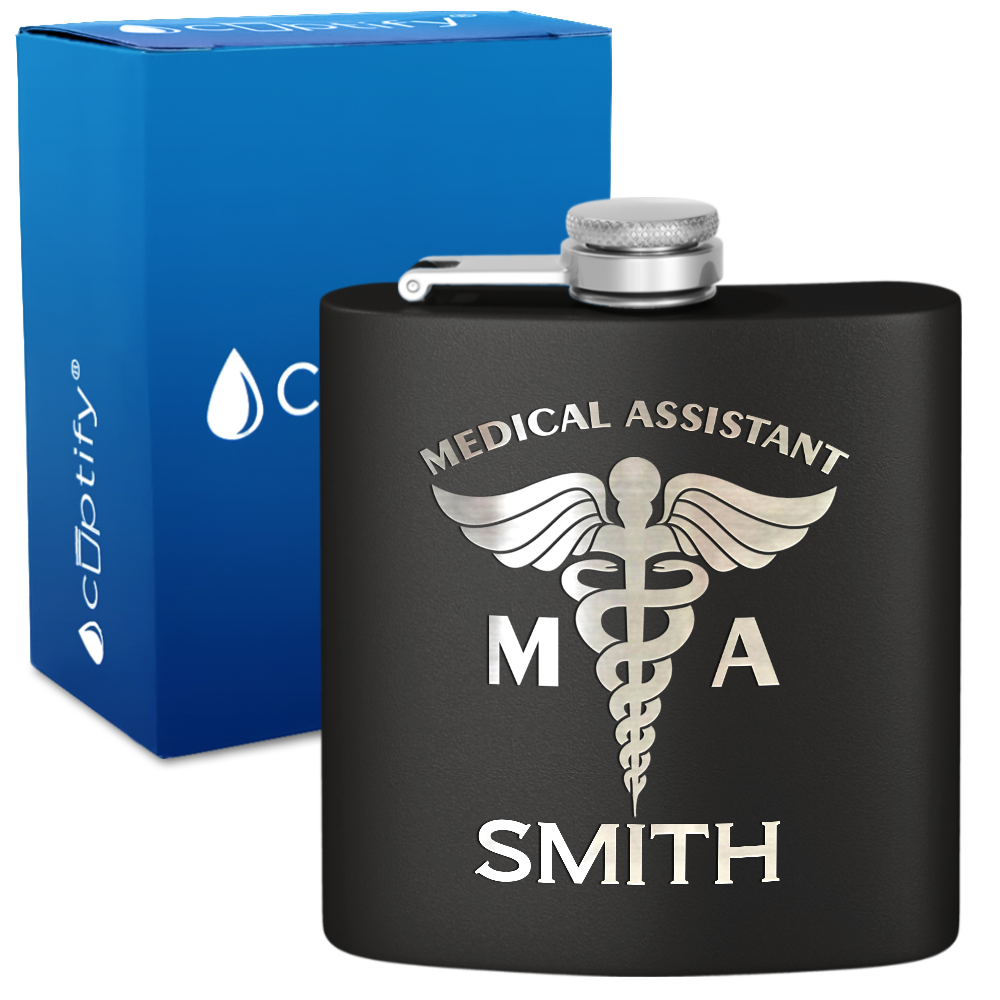 Personalized MA Medical Assistant 6oz Stainless Steel Hip Flask