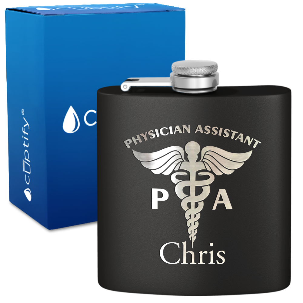 Personalized PA Physician Assistant 6oz Stainless Steel Hip Flask
