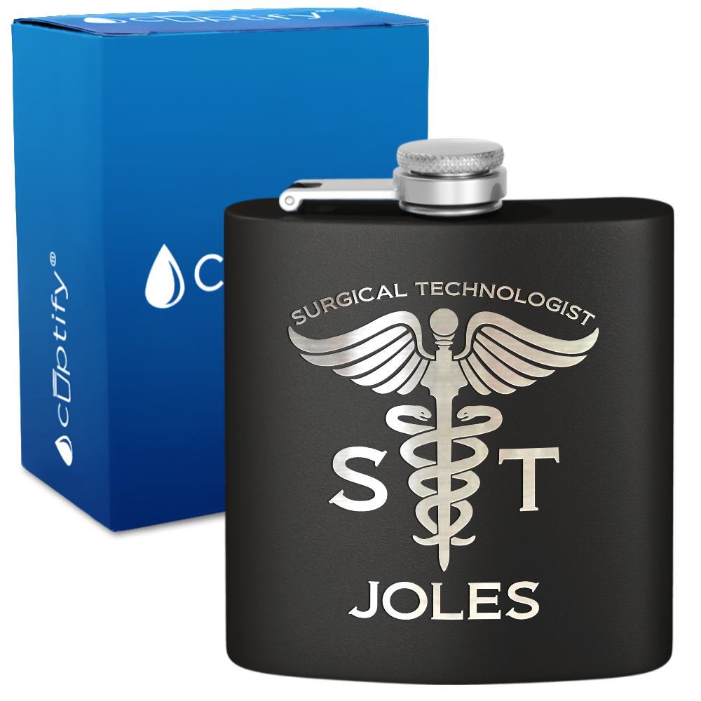 Personalized ST Surgical Technologist 6oz Stainless Steel Hip Flask