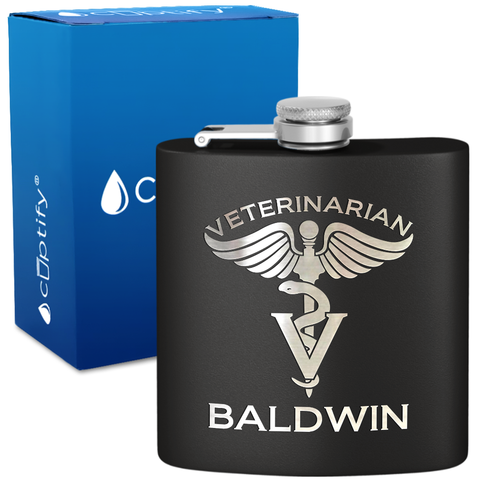 Personalized Veterinarian 6oz Stainless Steel Hip Flask