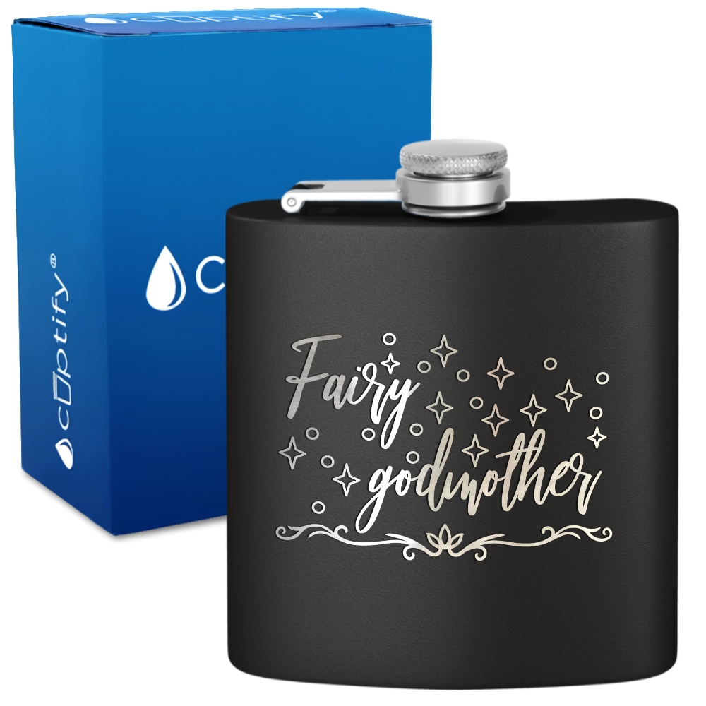 Fairy Godmother 6 oz Stainless Steel Hip Flask