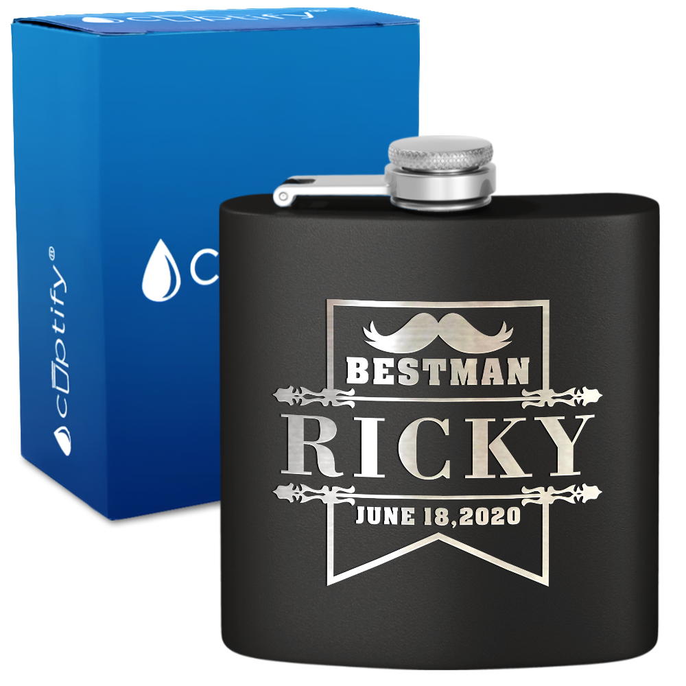 Personalized Groomsman Banner 6 oz Stainless Steel Hip Flask