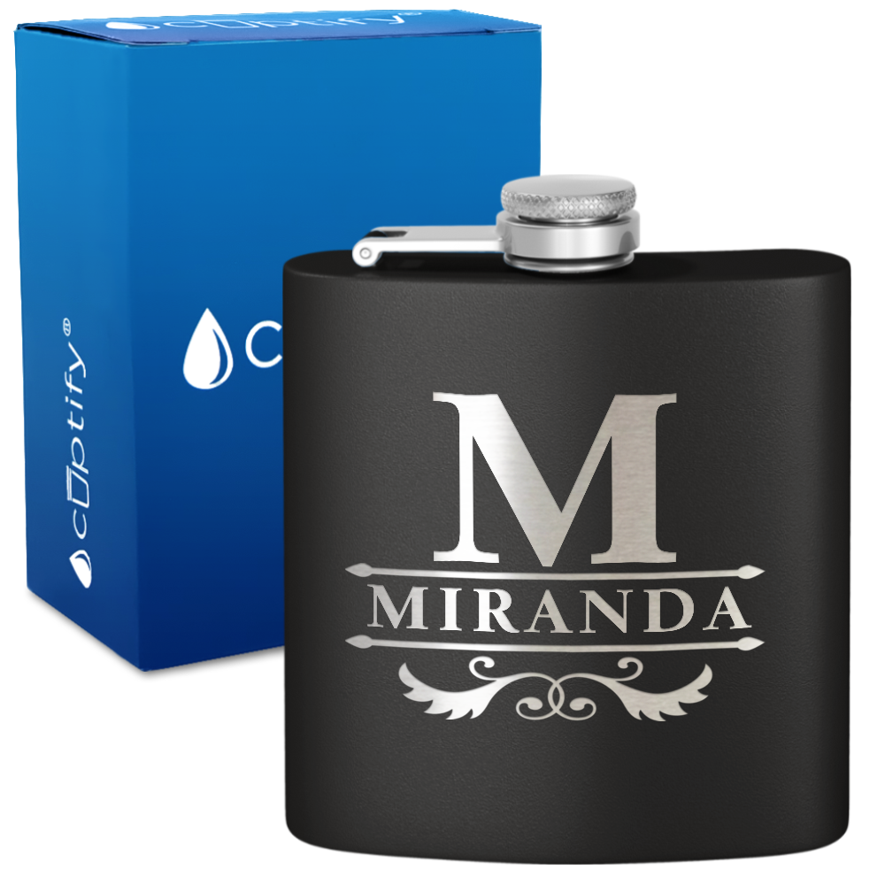 Personalized Initial Style 6oz Hip Flask