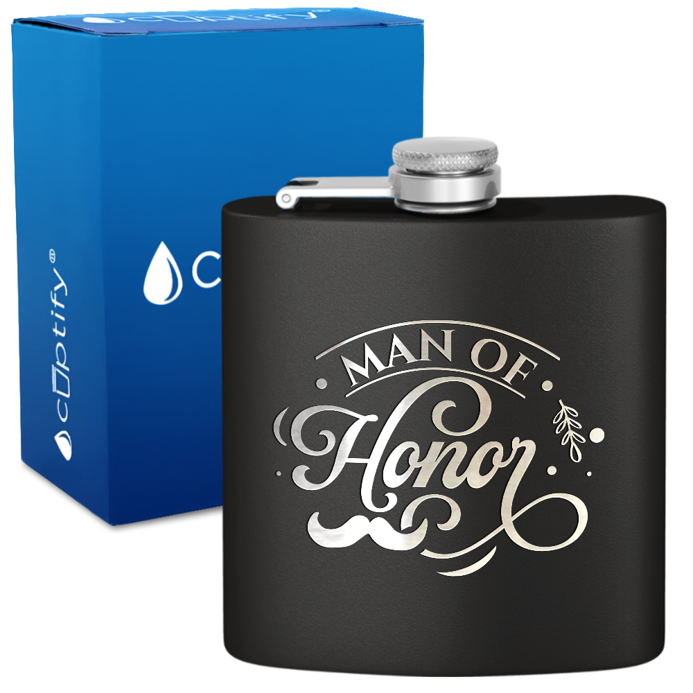 Man of Honor 6 oz Stainless Steel Hip Flask