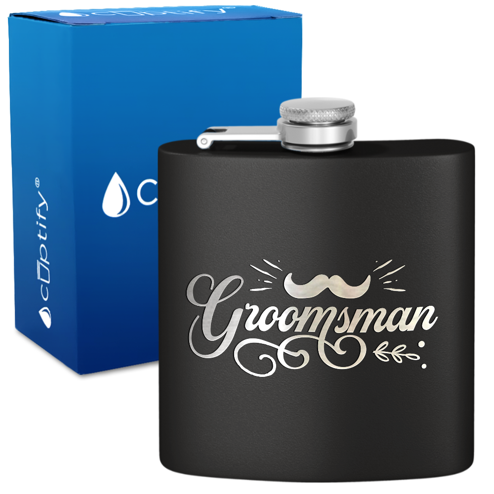 Groomsman Groovy 6 oz Stainless Steel Hip Flask