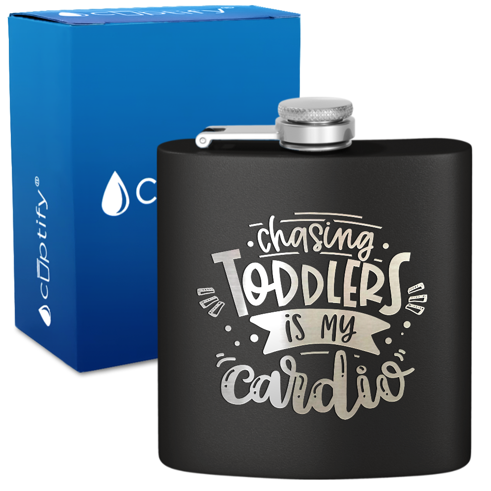 Chasing Toddlers Is My Cardio 6 oz Stainless Steel Hip Flask