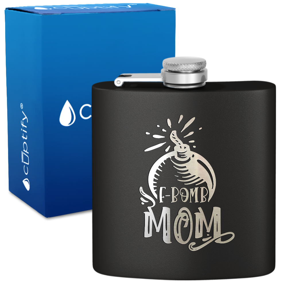 F-Bomb Mom 6 oz Stainless Steel Hip Flask