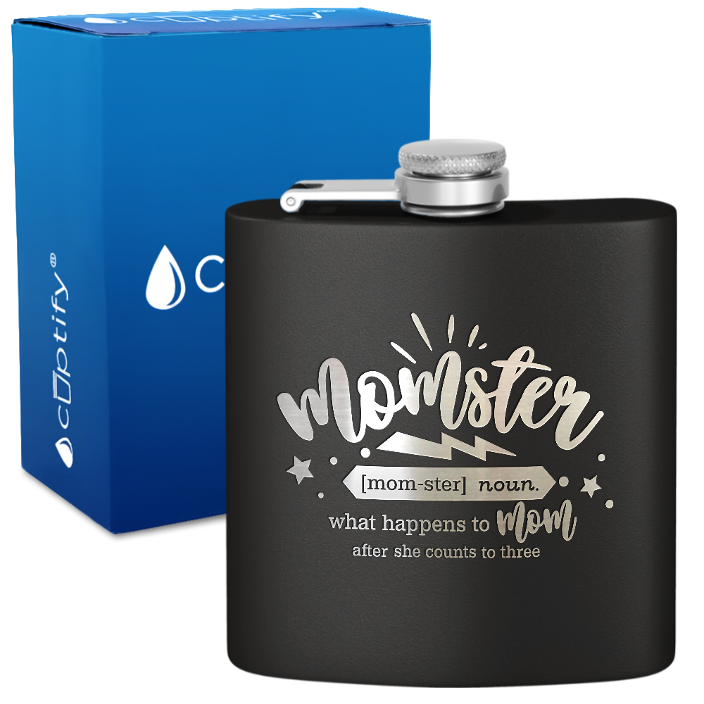 Momster 6 oz Stainless Steel Hip Flask