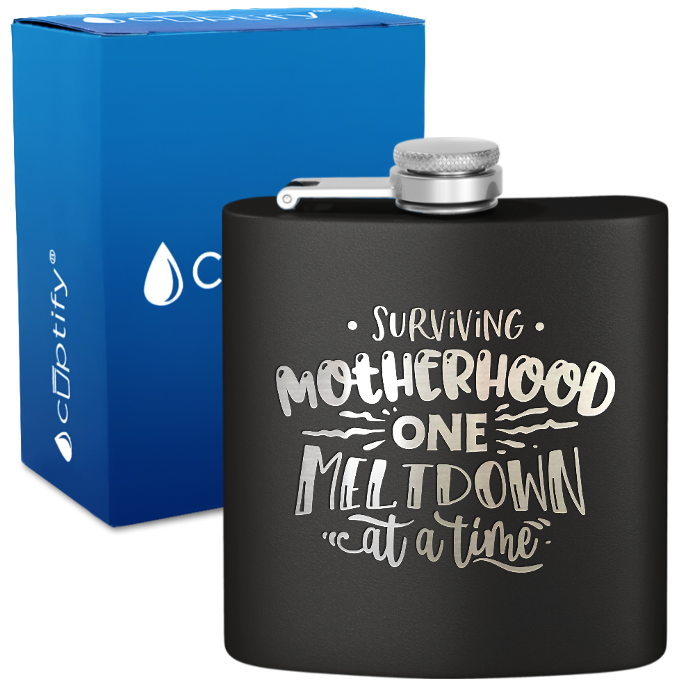 Surviving Motherhood 6 oz Stainless Steel Hip Flask