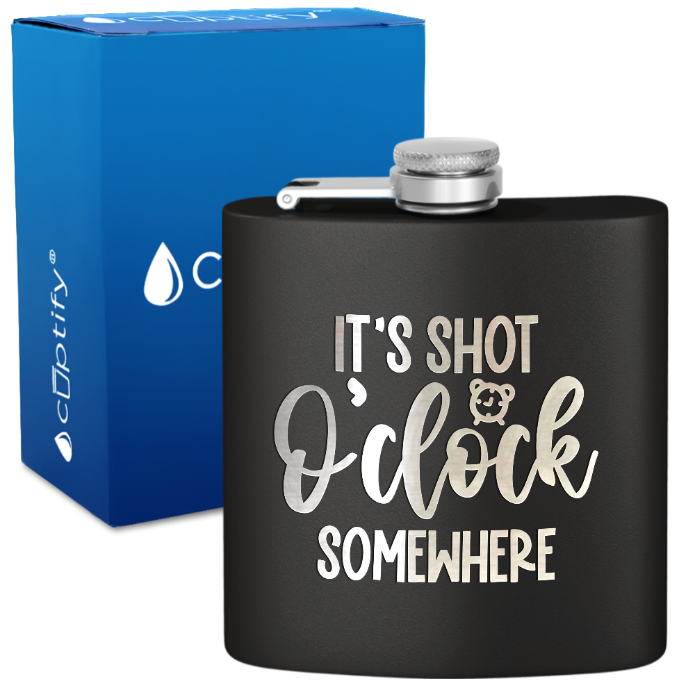 Its Shot O Clock 6 oz Stainless Steel Hip Flask