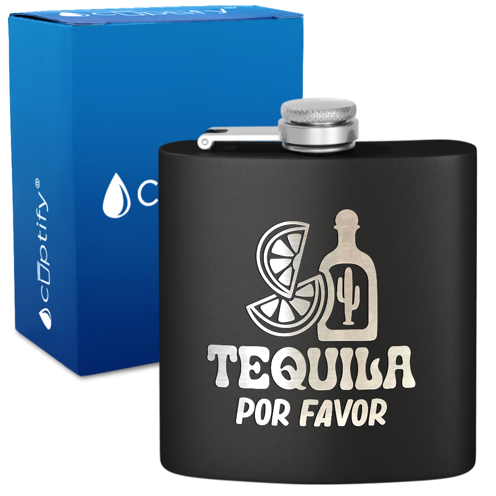 Tequila Por Favor 6 oz Stainless Steel Hip Flask