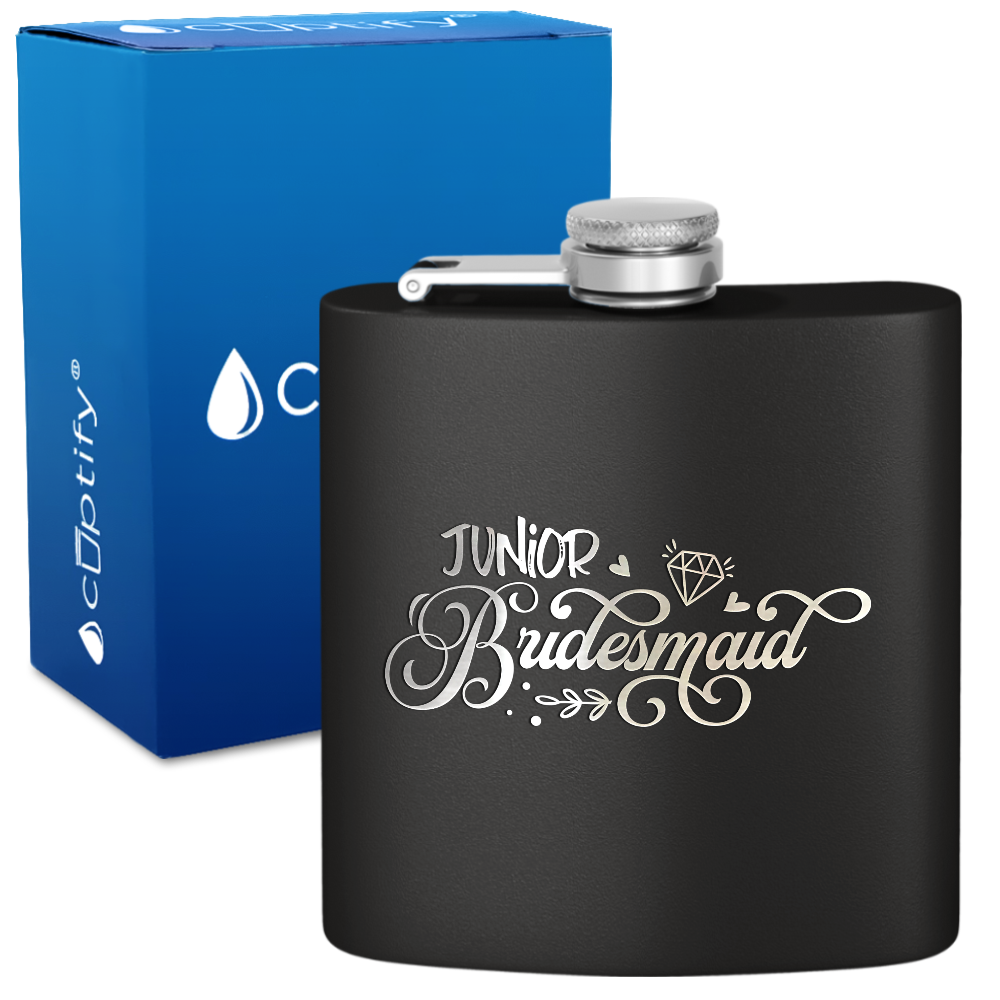 Junior Bridesmaid 6 oz Stainless Steel Hip Flask