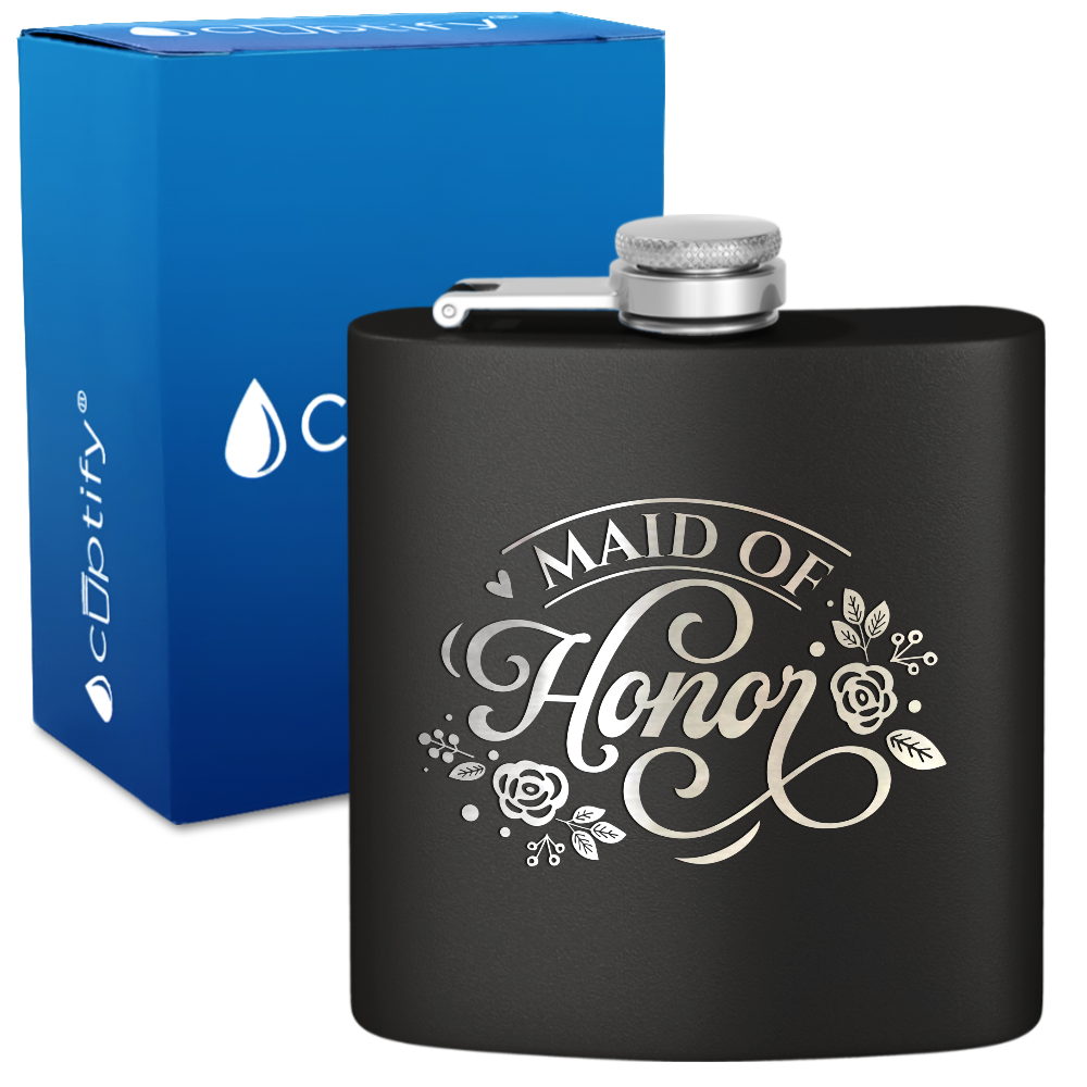 Maid of Honor 6 oz Stainless Steel Hip Flask