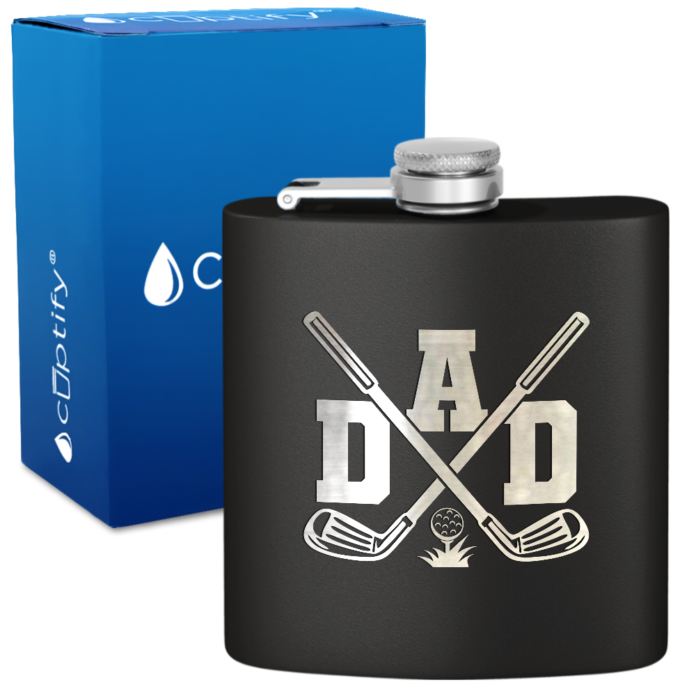 Golf Dad 6oz Stainless Steel Hip Flask