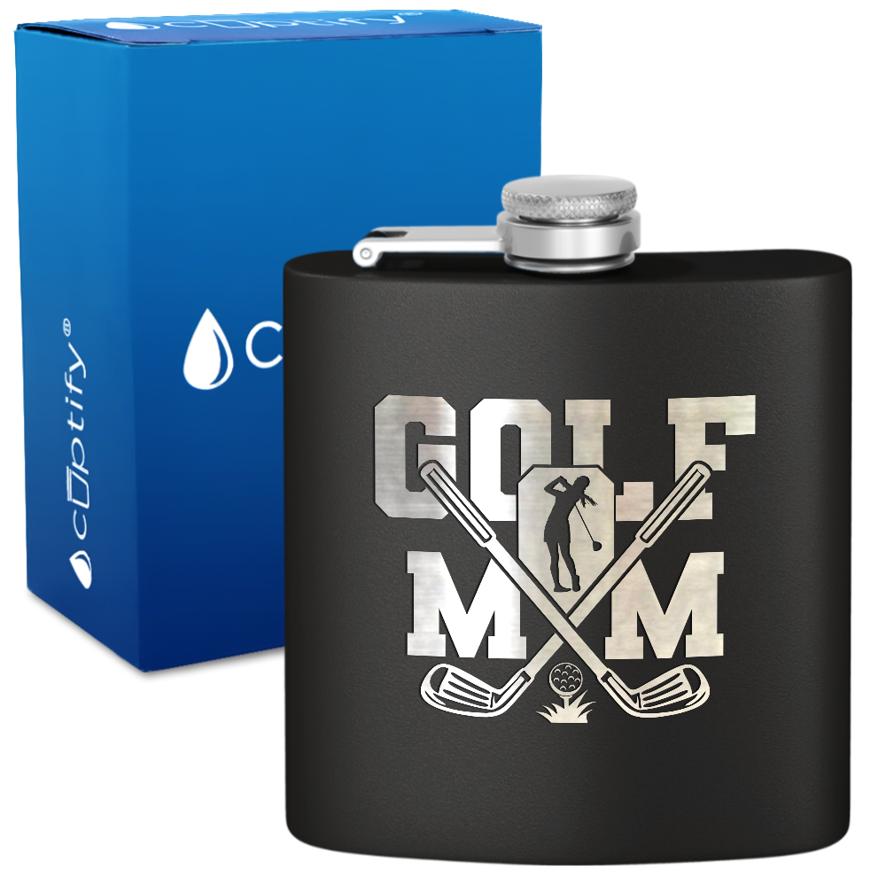 Golf Mom 6oz Stainless Steel Hip Flask