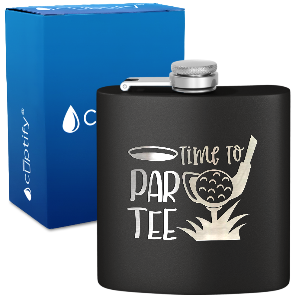 Golf Time to Par-tee 6oz Stainless Steel Hip Flask