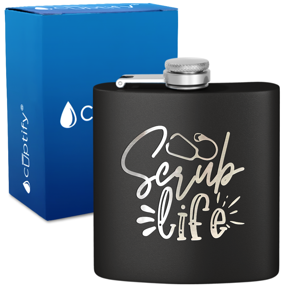 Scrub Life 6oz Stainless Steel Hip Flask